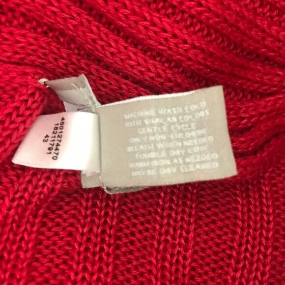 Chico's Women's Red Open Front Ribbed Knit Waterfall Cardigan Size 1 - Picture 7 of 9